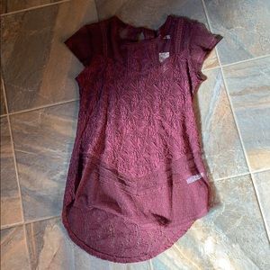 Wine colored lace top with under top to match